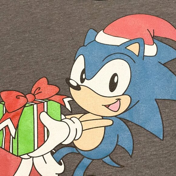 Sonic The Hedgehog Sega Shirt Kids Size Large Tshirt Christmas Hat - Picture 3 of 16
